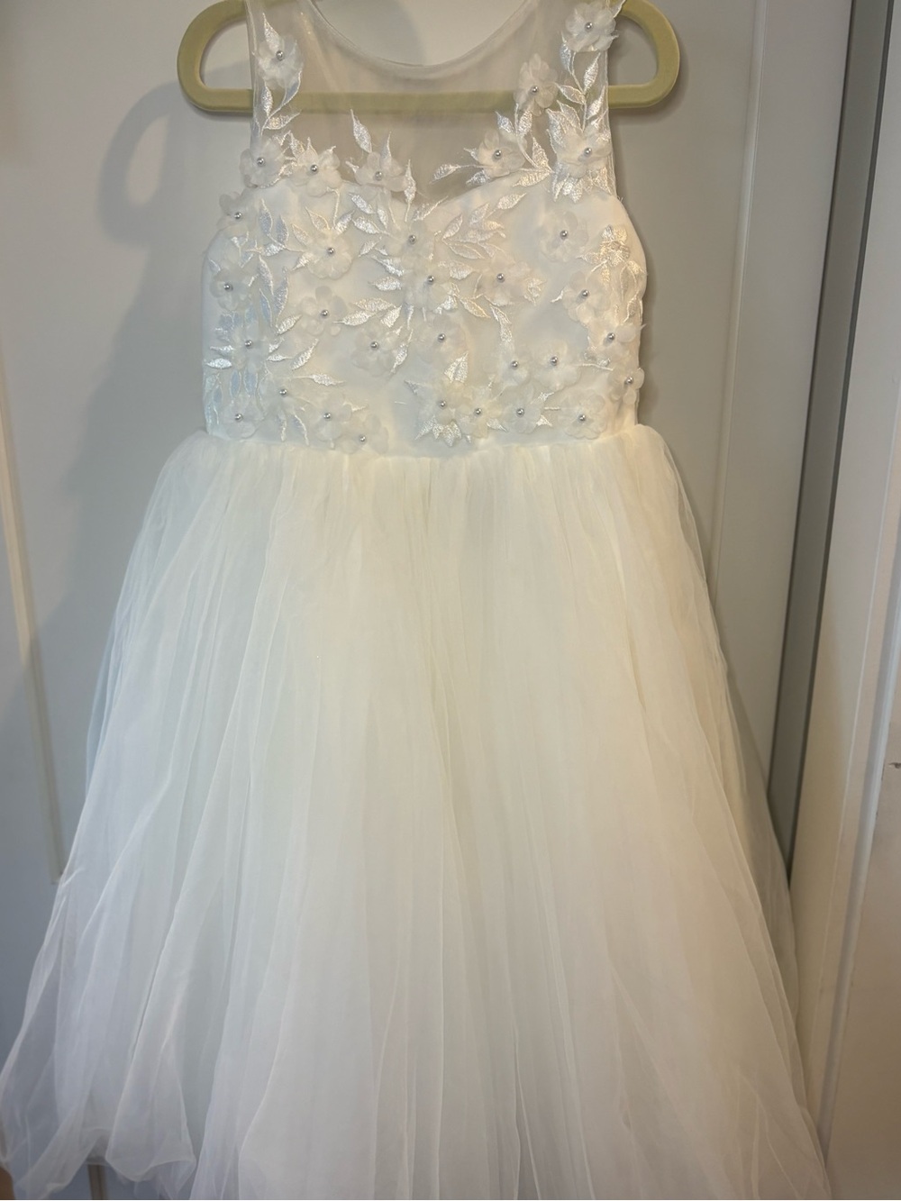 Azazie White Floral Applique Tulle Dress
